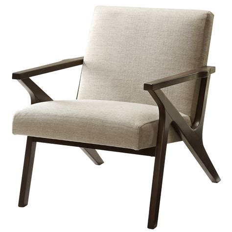 It stands on four wooden legs that have a natural grain, contrasting with the linen upholstery. !nspire Upholstered Accent Arm Chair & Reviews | Wayfair