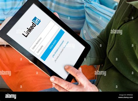 Linkedin Login Page On Tablet Screen Stock Photo Alamy