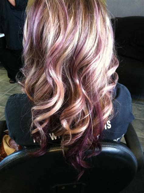 Blonde hair with burgundy lowlights. This is awesome. Blonde with purple lowlights. I'd love to ...