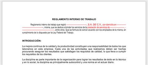 Reglamento Interno De Trabajo Contadormx