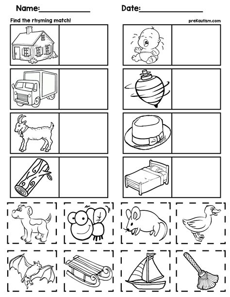 Free Printable Rhyming Worksheets For Preschoolers Printable Templates