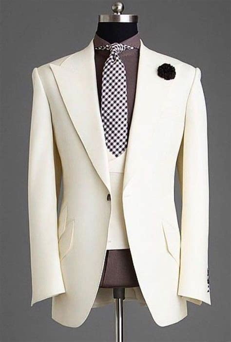 three pieces men cream color tuxedo suit in 2021 fashion suits for men suit fashion designer