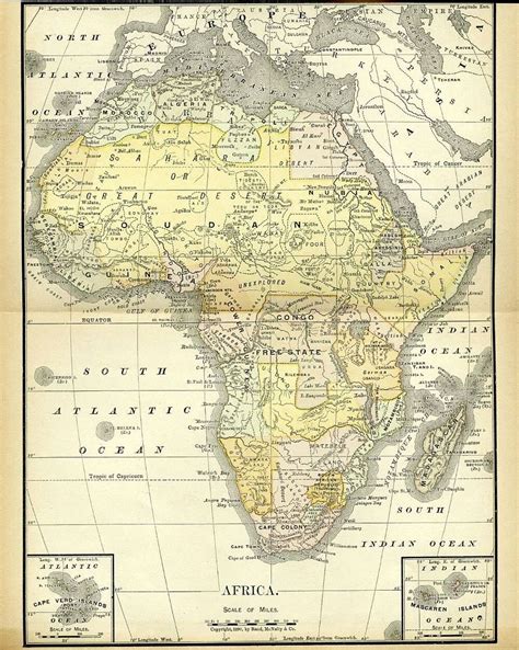 Sudan Congo Unexplored Africa Antique Map Dated 1890