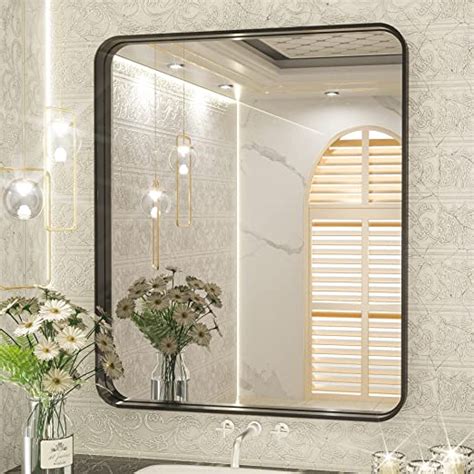 Tetote Black Framed Mirrors For Bathroom 30x36 Inch Modern Decorative