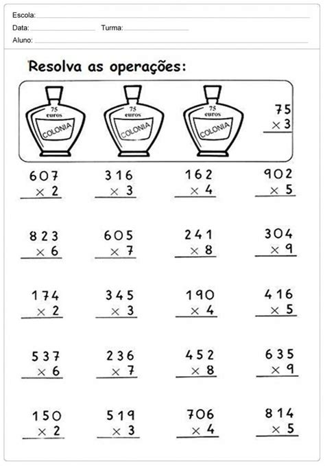 Atividade De Matematica 3 Ano Multiplicacao Educação