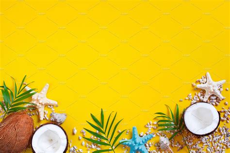 Bright Yellow Summer Background Featuring Tropical Summer And Rest