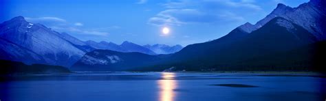 High Resolution Picture Of Mountain Lake Wallpaper Of Night Moon