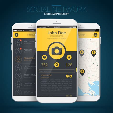 Pikbest has 386745 mobile business card design images templates for free download. Mobile social app interface design vector 01 - Vector ...
