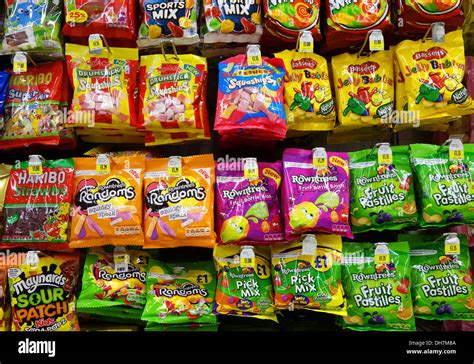 Packets Of Sweets In A Uk Supermarket Stock Photo Alamy