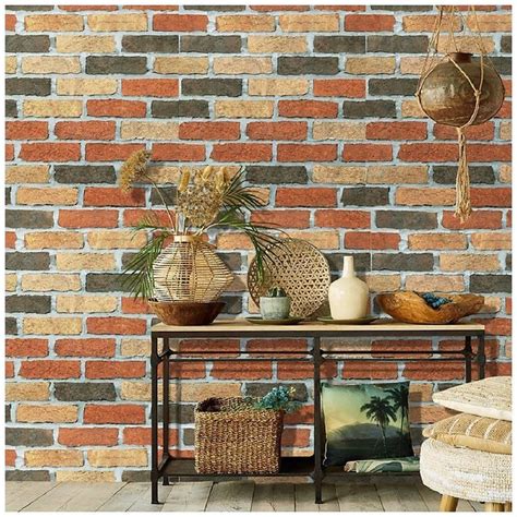 Tile Pattern Non Woven Brick Wallpaper For Home Office Commercial At
