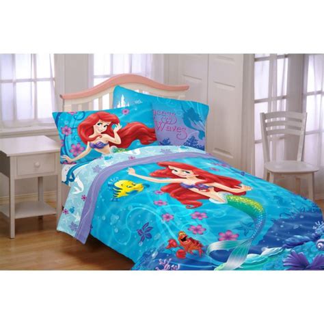 Bright color as the picture (blue. Disney Little Mermaid Ariel Girls Twin Comforter & Sheet ...