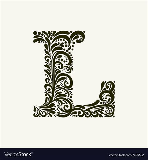 Elegant Capital Letter L In The Style Baroque Vector Image