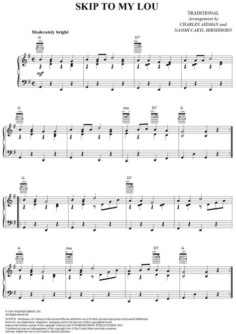Skip To My Lou Sheet Music For Pianochords Sheet Music Now