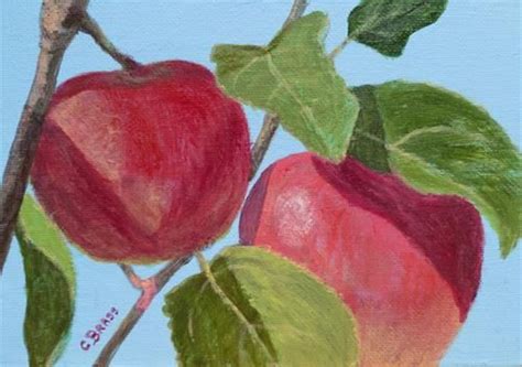 Daily Paintworks Apples On The Tree Original Fine Art For Sale