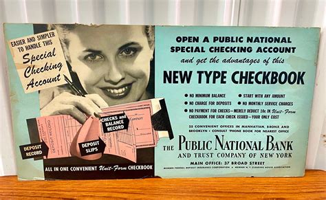 Vintage Public National Bank New York Advertising Poster Etsy