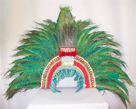 Montezuma Penacho Aztec Feather Headdress Mexican Mayan Etsy