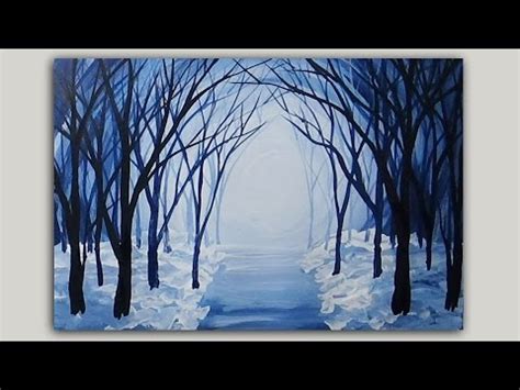 This is a real time acrylic landscape painting tutorial.paints: Acrylic Painting Snowy Winter Forest Path - YouTube