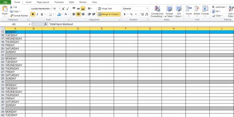 Gym Workout Plan Spreadsheet For Excel Excel Tmp