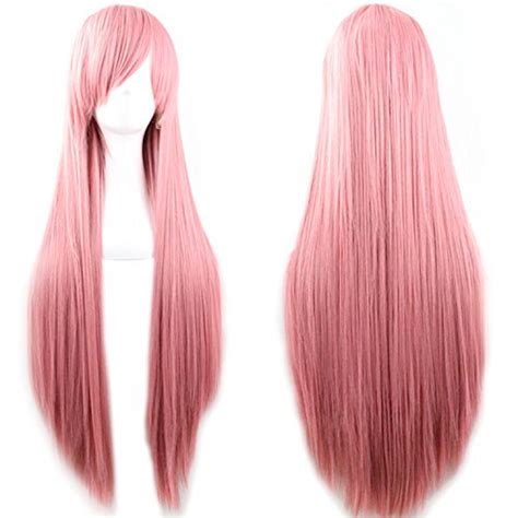 outop long straight anime supia yisol cosplay wigs 80cm pink beauty and personal care