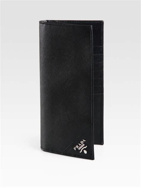 Prada logo wallet $326.48 $435.31. Prada Leather Travel Wallet in Black for Men - Lyst