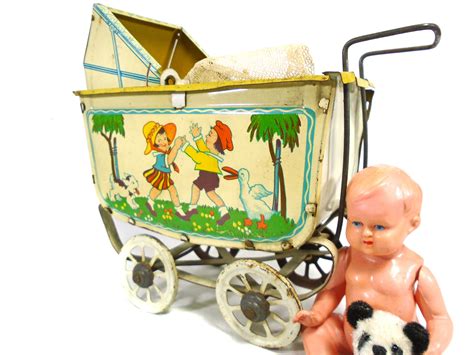 Antique Tin Pram Vintage Dolls Tin Toy Dolls Pram Baby Etsy