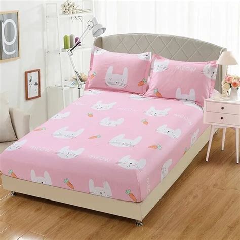 Solstice Pink Love Heart Girl Cotton Bed Sheets Bed Fitted Sheet