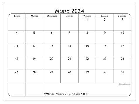 Calendario Marzo Simplicidad Ld Michel Zbinden Ni