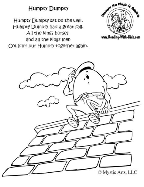 Humpty dumpty nursery rhyme coloring pages activities and preschool printable lesson plan and music approriate for an easter or spring for toddlers tip: 6 Best Images of Free Printable Nursery Rhyme Activities ...