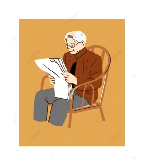 رجل عجوز يجلس على كرسي يقرأ الجريدة الرجل العجوز كبار السن التقاعد