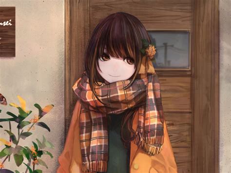 Desktop Wallpaper Winter Cute Anime Girl Artwork Hd