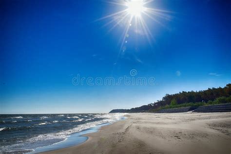 Warm Cloudless Day On The Beach Baltic Sea Landscape In Poland Stock