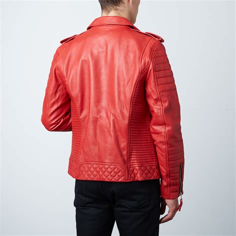 Quilted Leather Biker Jacket Red Xs Luca Designs Touch Of Modern