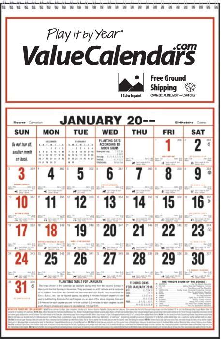 2017 Almanac Calendarlarge Spiral 11 X 17 Custom Printed Almanac