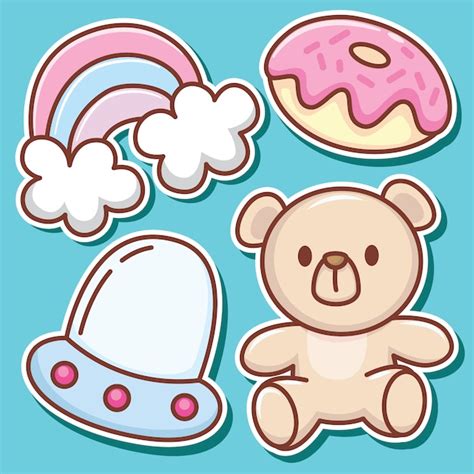 Premium Vector Hand Drawn Cute Objects Stickers