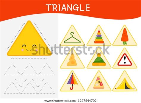 Worksheet For Kids Learning Forms A Set Of Objects In The Triangle Form