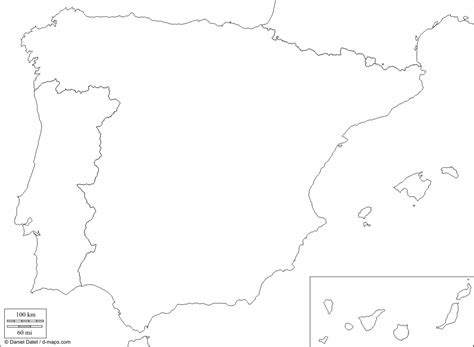 Mapa Mudo De España En Relieve