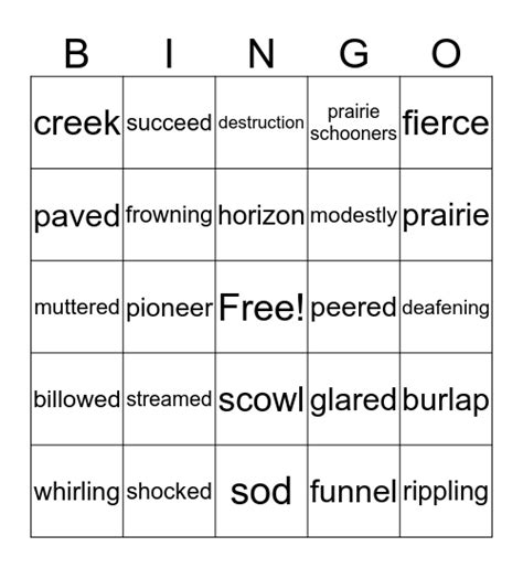 Vocabulary Twister On Tuesday Bingo Card