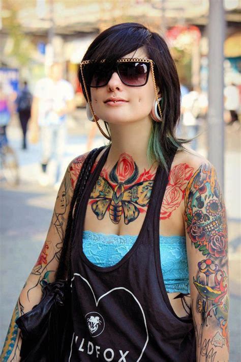 Tattoo Inked Girl Skull Sleeve Tattoos Girls With Sleeve Tattoos