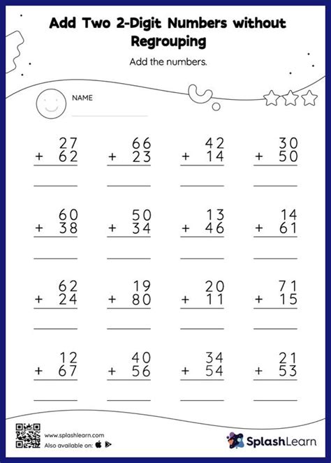 Addition Without Regrouping Worksheets For 1st Graders Online Splashlearn