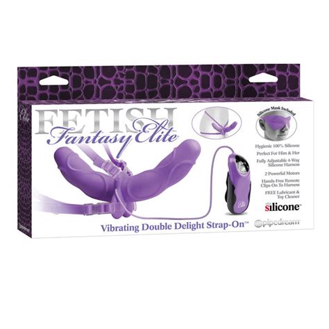 Elite Vibrating Double Delight Strap On 10 Inches Purple Shop