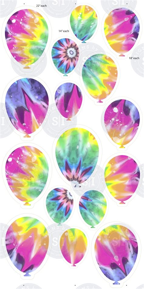 Bright Tie Dye Balloons 16 Pieces Signs By Si