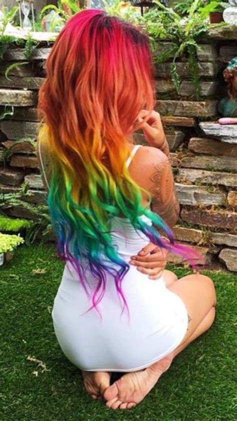 lesbian brunette tumblr rainbow hair color cool hair color rainbow hair
