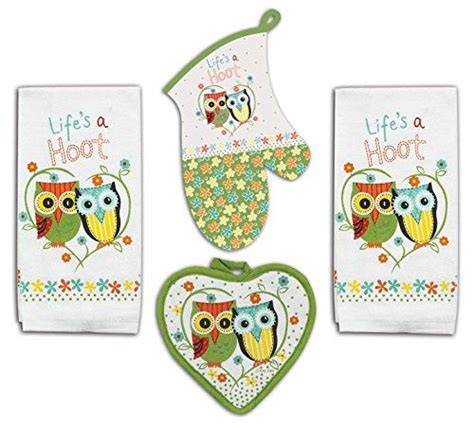 Owl Kitchen Towel Set Lifes A Hoot 4 Piece Owl Kitchen Owl Kitchen Decor Owl Decor