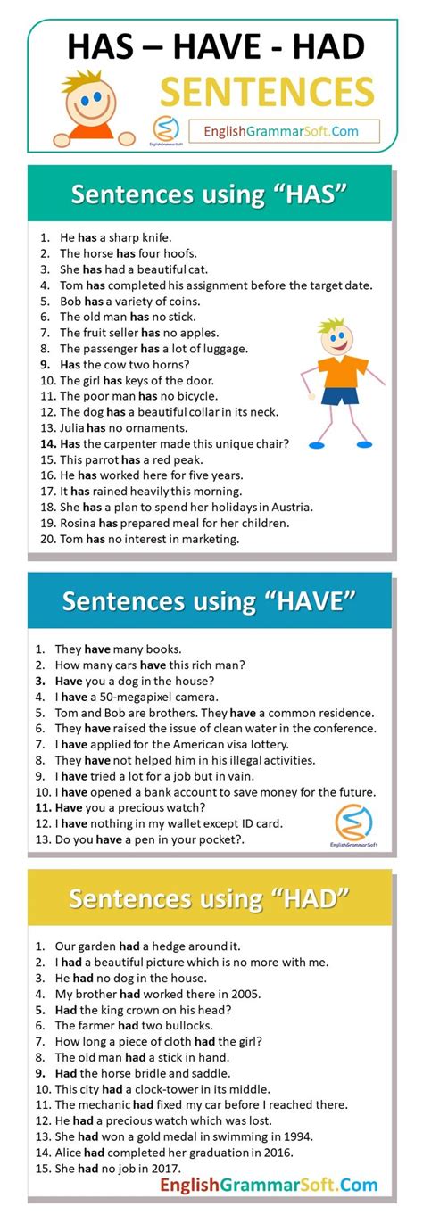 Has Have Had Use In Sentences 50 Examples Basic English Sentences