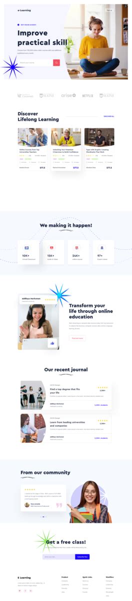 Dribbble Online Education Landing Page Png By Ibrahim Emran