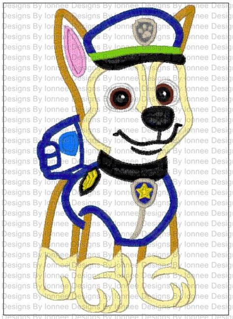 Paw Patrol Chase Applique Machine Embroidery Designs In 2 Sizes On Storenvy