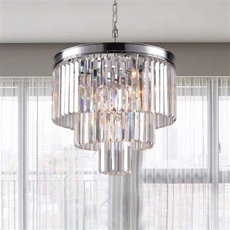 Maxax Annapolis 7 Light Chrome Clear Unique Tiered Chandelier With