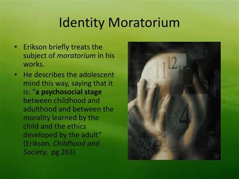 Meaning, pronunciation, synonyms, antonyms, origin, difficulty, usage index and more. PPT - IDENTITY ACHIEVEMENT ERIK ERIKSON AND JAMES MARCIA ...