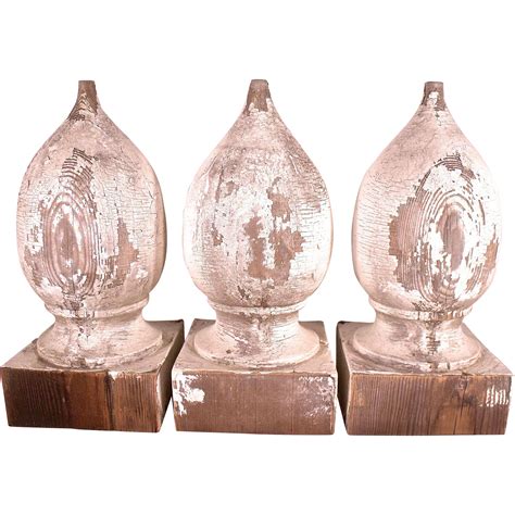 Architectural Salvage: Three Huge Antique Solid Wood Acorn Finials from ...