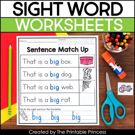 Sight Words With Pictures Printable